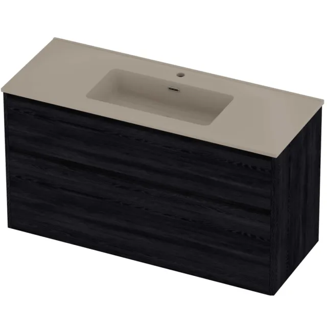 Proline Tribute Badmeubelset Porselein Elegant 1 Gat 120x46x67 cm Mat Crème Cotton Black Oak Eiken