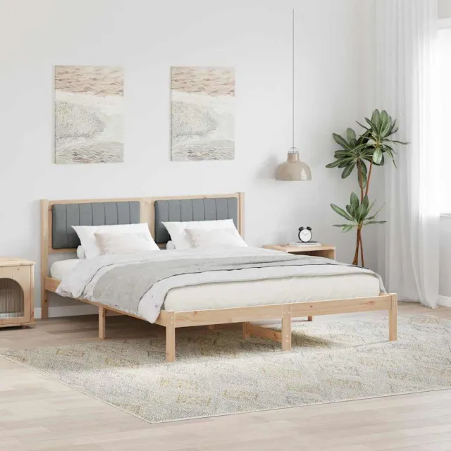 vidaXL Bedframe met Gevoerd Hoofdgedeelte Lichtgrijs 160 x 200 cm Bruin