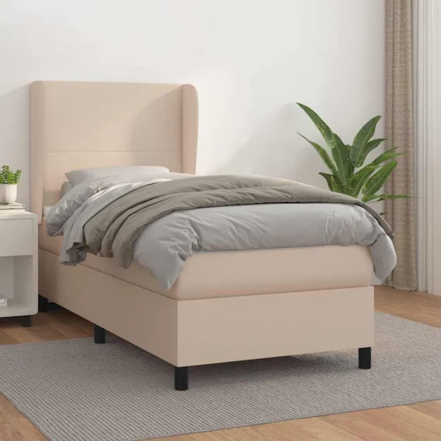vidaXL Boxspring met matras kunstleer cappuccinokleurig 80x200 cm Bruin