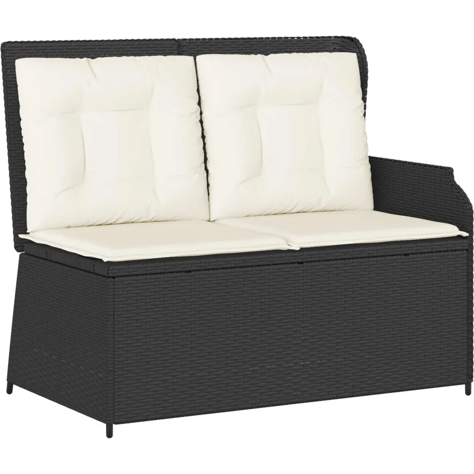 vidaXL Tuinbank 2-zits Zwart en Cream Wit poly rattan