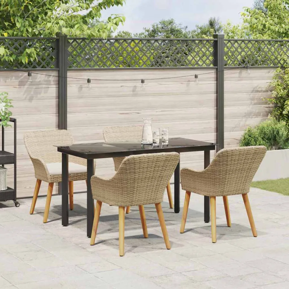 vidaXL Tuin eettafelset 5 st Beige poly rattan, foto 3