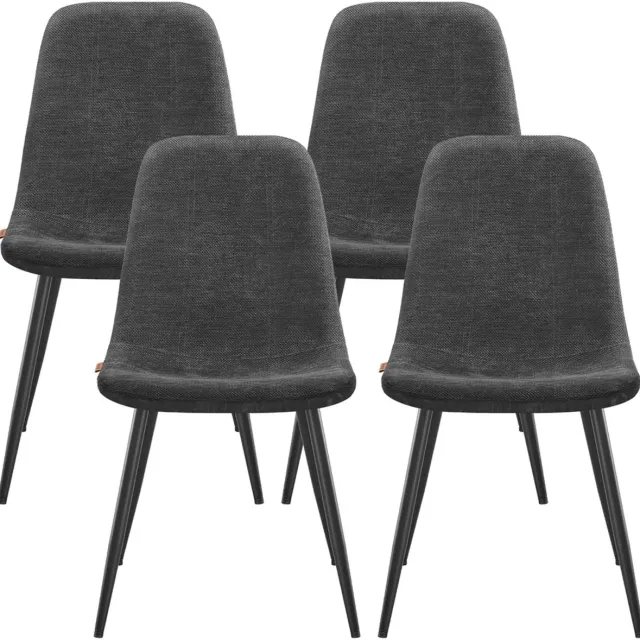 Vasagle Eetkamerstoelen - Set van 4 - Metalen Poten - Verstelbare Voeten - Gemakkelijk te Reinigen Leigrijs