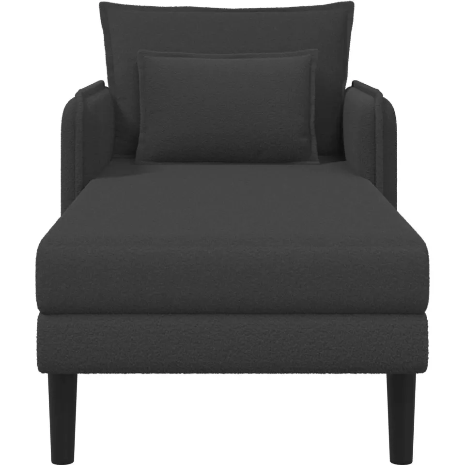 vidaXL Grote chaise longue Donkergrijs Bouclé
