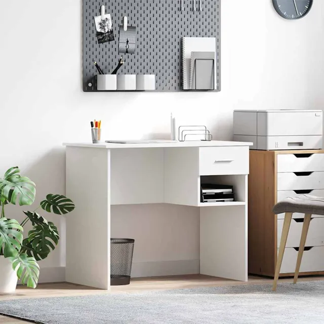 vidaXL Bureau Wit 90 x 49 x 75 cm Bewerkt hout, foto 2