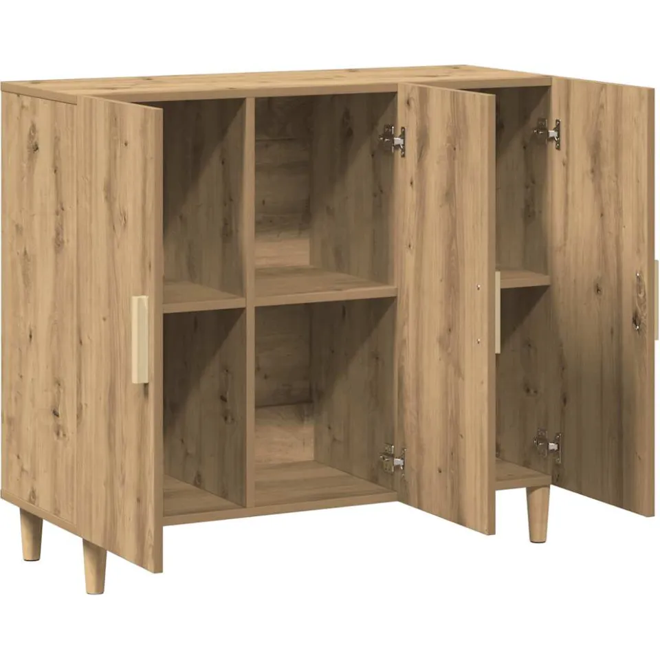 vidaXL Dressoir 90x34x80 cm bewerkt hout artisanaal eikenkleur, foto 4