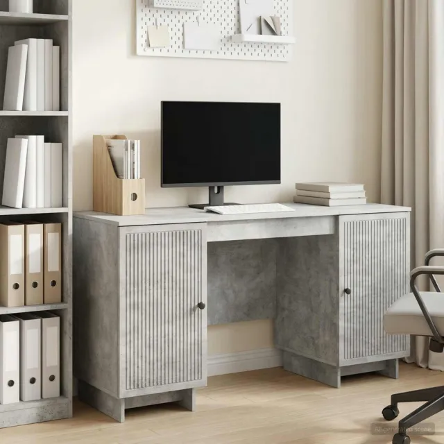 vidaXL Bureau Betongrijs Bewerkt hout 142,5 x 50 x 75 cm