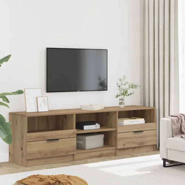 vidaXL Tv-meubel 150x33,5x45 cm bewerkt hout artisanaal eikenkleur Bruin