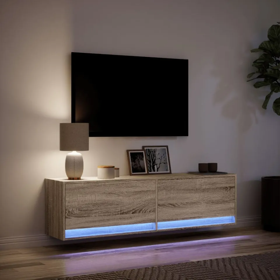vidaXL Tv-wandmeubel met LED-verlichting 140x31x38 cm sonoma eiken, foto 4