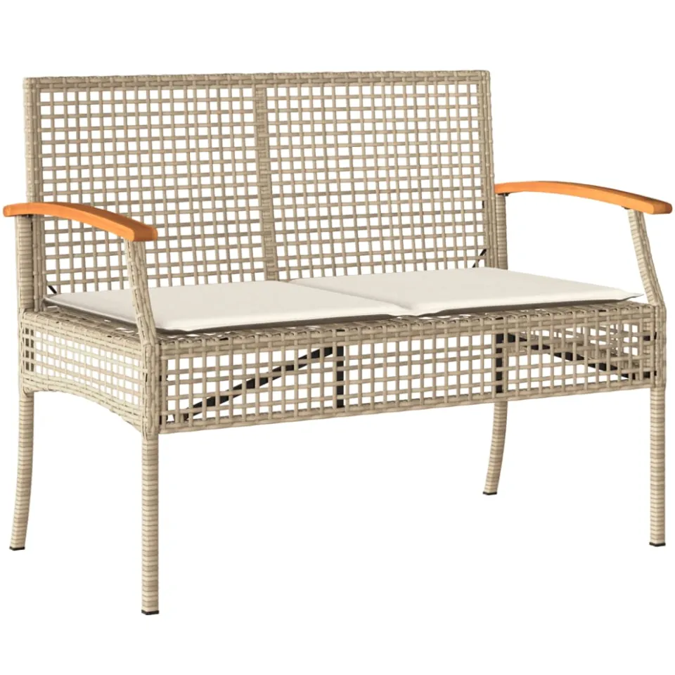 vidaXL 4-delige Loungeset met kussens poly rattan beige, foto 3