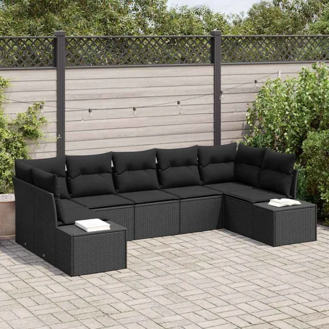 vidaXL Tuin Sofa Set 7 st Zwart poly rattan, foto 2