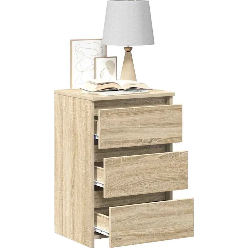 vidaXL Nachtkastjes 2 st 40x35x62,5 cm bewerkt hout sonoma eikenkleur, foto 2