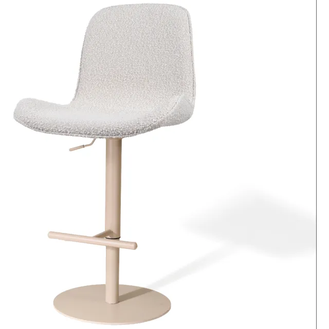 Nolon Niva-Fé draaibare tulp barkruk bouclé beige - verstelbaar - beige onderstel