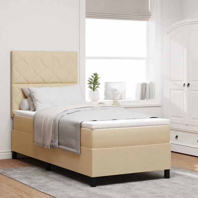 vidaXL Boxspringbed met hoofdeinde Crème 90 x 200 cm Stof