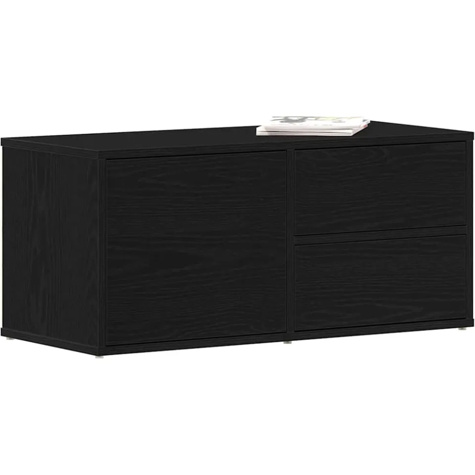 vidaXL TV-kast 80 x 34 x 36 cm Zwart Eiken Bewerkt hout