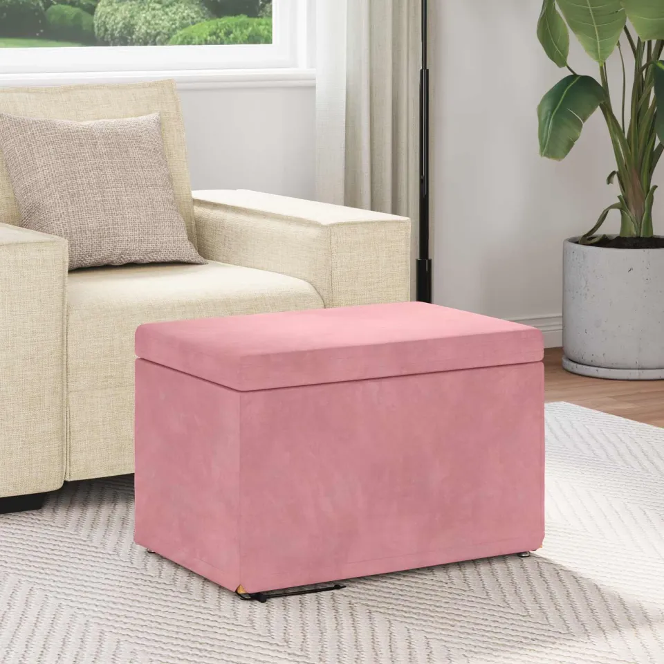 vidaXL Kruk Roze 61 x 41 x 40 cm Velvet en Gefabriceerd Hout, foto 3