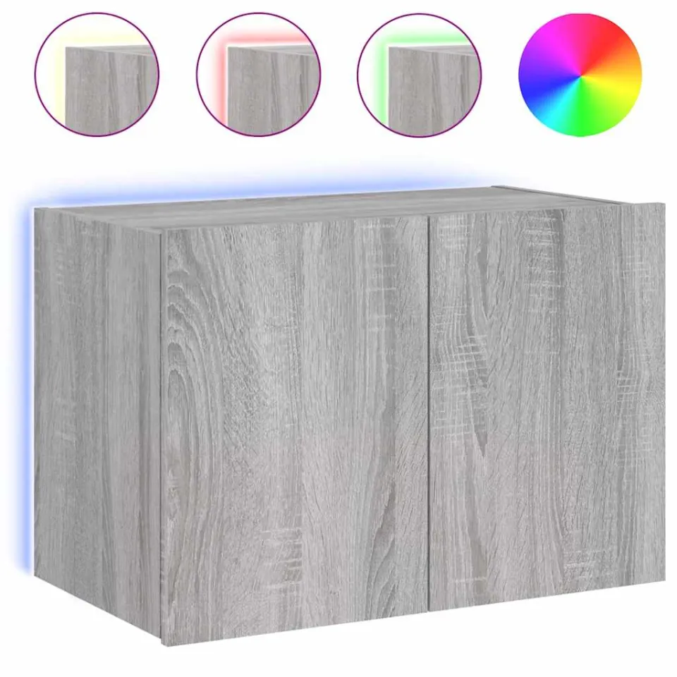vidaXL Tv-wandmeubel met LED-verlichting 60x35x41 cm grijs sonoma, foto 3