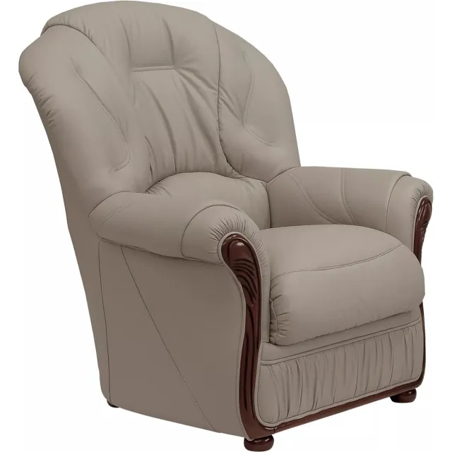 Vente-unique Fauteuil van 100% taupegrijs buffelleder DAPHNE