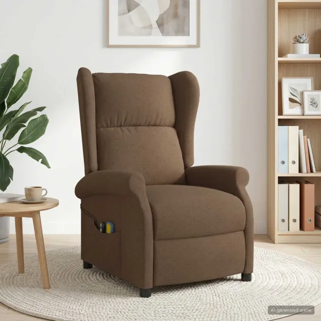 vidaXL Elektrische massage fauteuil met hoge rugleuning Bruin Stof