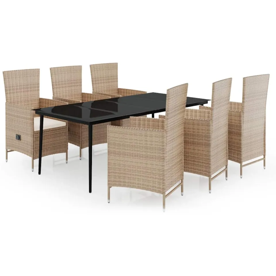 vidaXL 7-delige Tuinset met kussens beige, foto 3