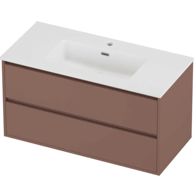 Proline Tribute Badmeubelset Porselein Elegant 1 Gat 100x46x54 cm Mat White Beauty Blush Rosé Goud
