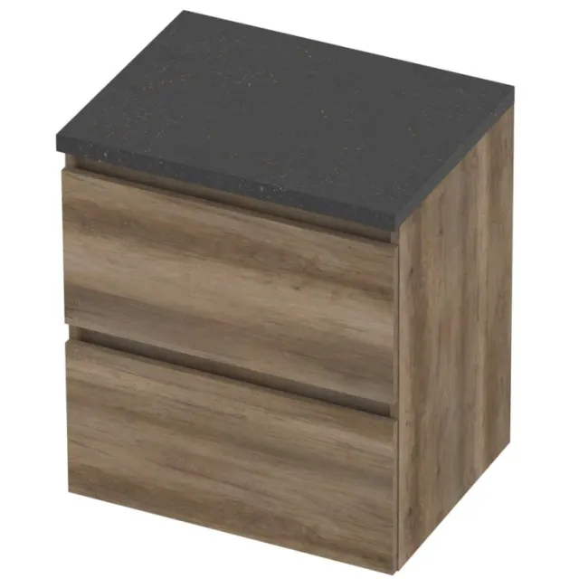 Basic-Line Deck 46 Badmeubelset Greeploos 60x46x66 cm Scotch Oak Blue Stone Grijs