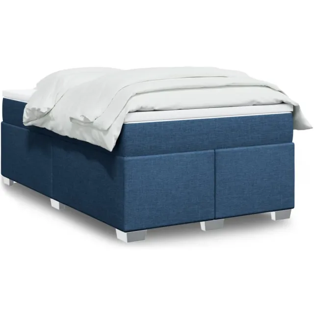 vidaXL Boxspring met matras stof blauw 120x200 cm