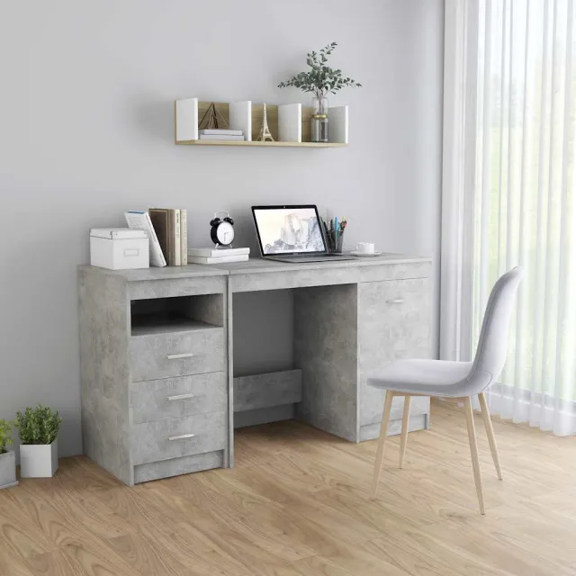 vidaXL Bureau 140x50x76 cm bewerkt hout betongrijs grijs, foto 2