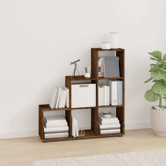 vidaXL Boekenkast trapvormig 107 cm bewerkt hout gerookt eikenkleurig, foto 2