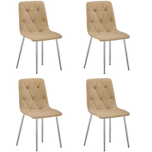 LEOBERT LIBRA Eetkamerstoelen – Set van 4 – Groen Stof – Metalen Poten – Comfortabele Gestoffeerde Zitting – Modern Design – Voor Woonkamer, Keuken en Eetkamer – Max. 110 kg per Stoel