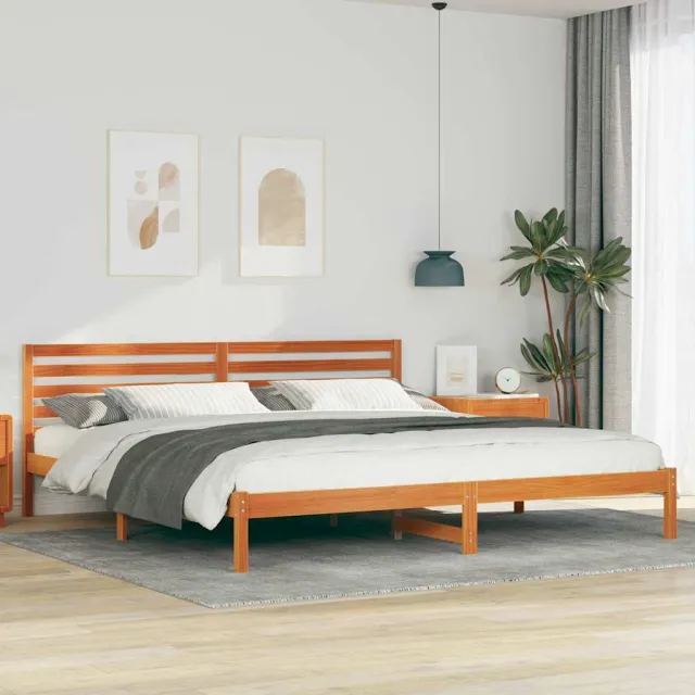 vidaXL Bedframe Wasbruin 200 x 210 cm Massief grenenhout