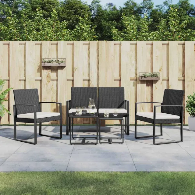 vidaXL 5-delige Tuinset met kussens polypropeen rattan bruin, foto 2