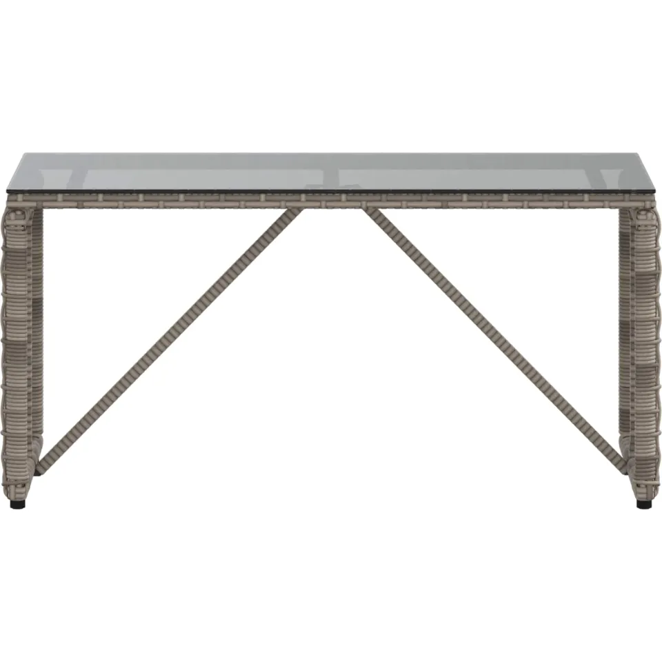 vidaXL Buiten Tafel Grijs en zwart 80 x 40 x 40 cm PE Rattan en Glas, foto 4