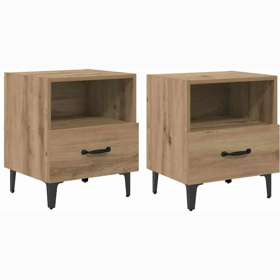 vidaXL Nachtkastje 2 st Artisan Eiken 40 x 35 x 47,5 cm Bewerkt hout, foto 3