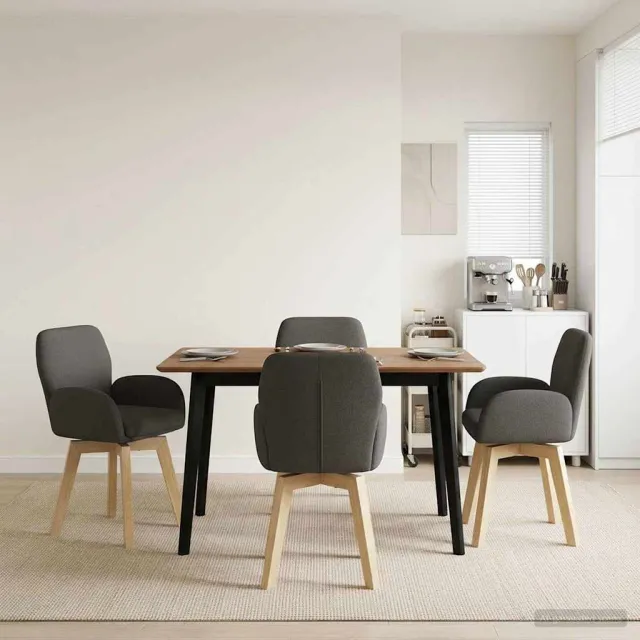 vidaXL Draai Eetstoelen 4 st Bouclé Donkergrijs 54 x 58 x 87 cm