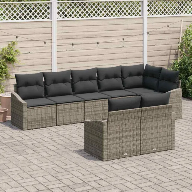 vidaXL Tuin Sofa Set 8 st Grijs poly rattan, foto 3