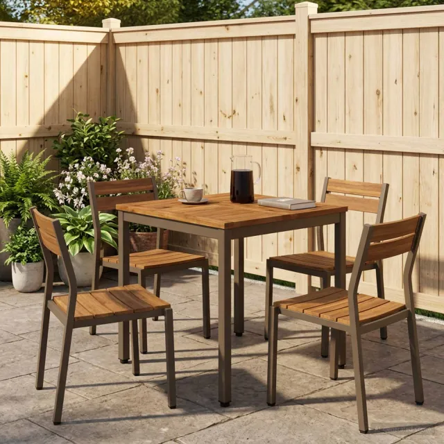 vidaXL Tuindiner tafel NAARDEN Natuurlijk en Koffie 60 x 60,5 x 75 cm bruin, foto 2
