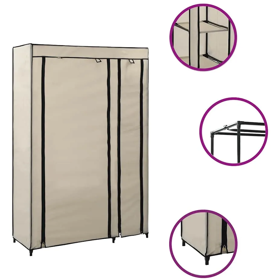 vidaXL Kledingkast opvouwbaar 110x45x175 cm stof crème, foto 2
