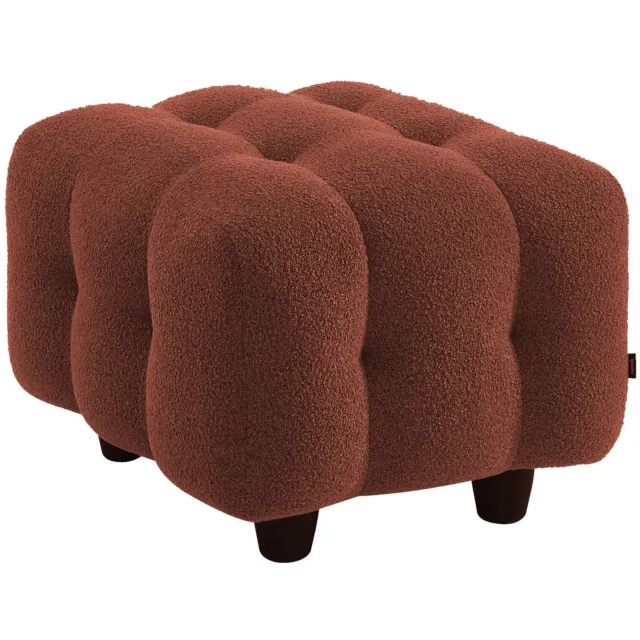 sweeek Bouclé poef, module voor bank, voetenbankje voor 2-zits bank l 69 x b 59 x h 48cm - leon Terracotta