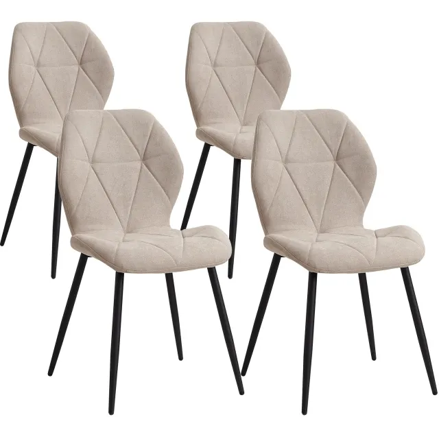 D&J Eetkamerstoelen - Eettafelstoel - Keukenstoelen - Stoelen - 4 stuks - Gestoffeerde stoel - 120 KG - Eetkamer - Keuken Beige