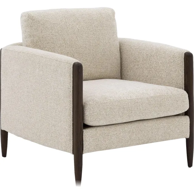 Goossens Fauteuil Handsome, Fauteuil stof gemeleerd grof geweven creme