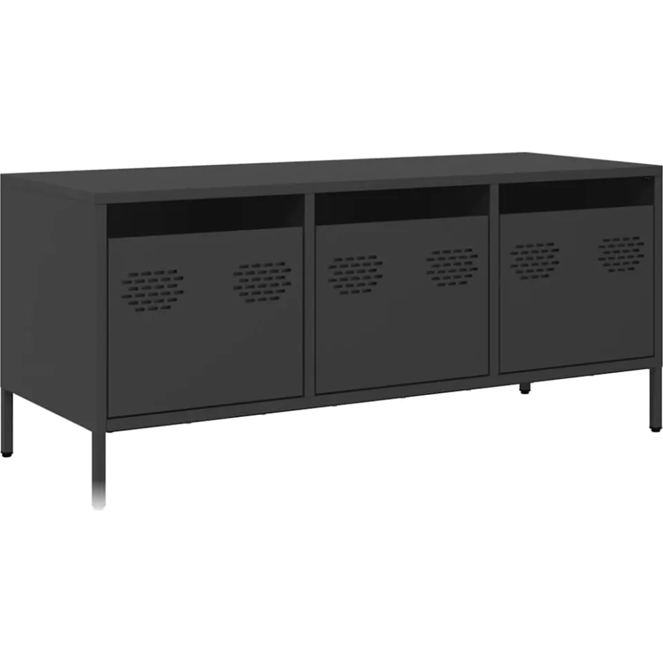 vidaXL Tv-meubel 101,5x39x43,5 cm koudgewalst staal zwart, foto 3