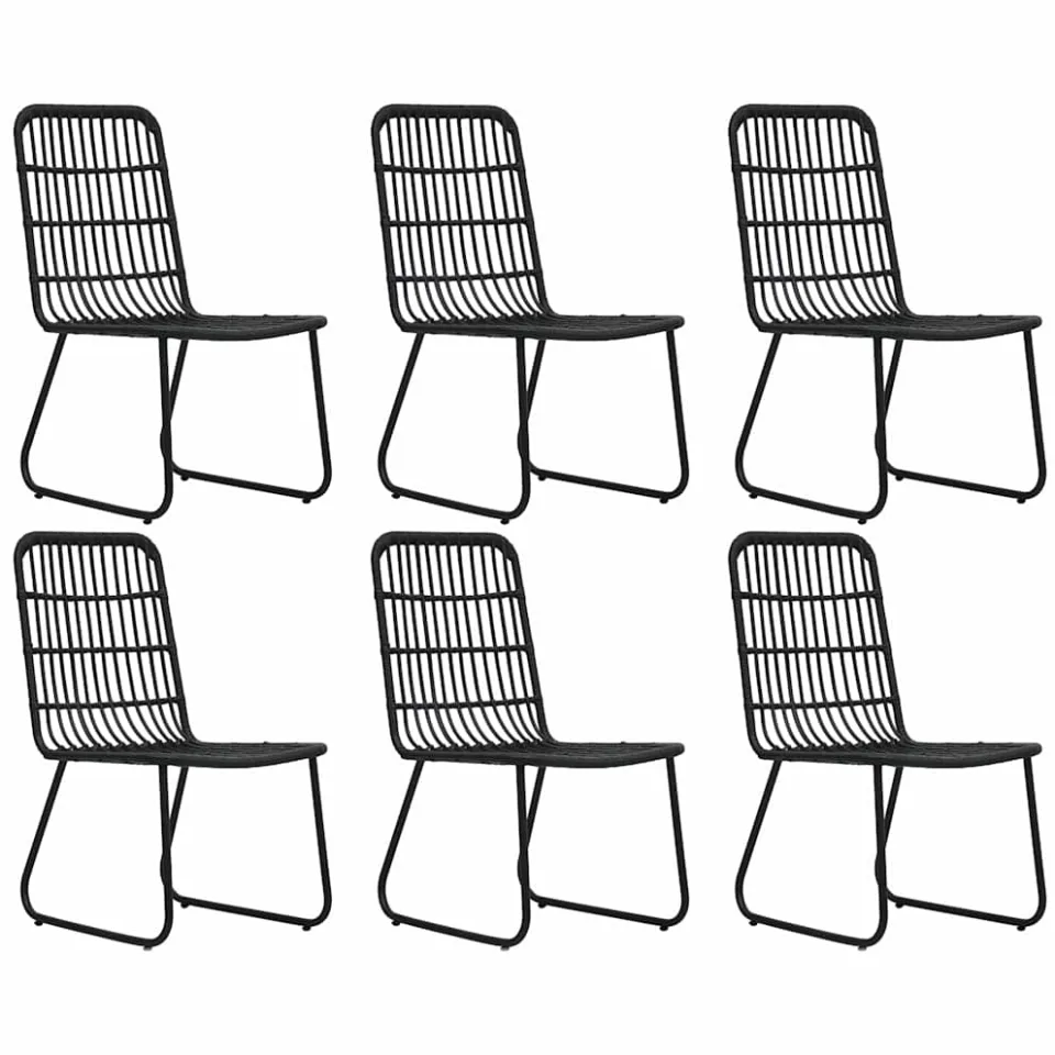 vidaXL 7-delige Tuinset poly rattan en glas Zwart