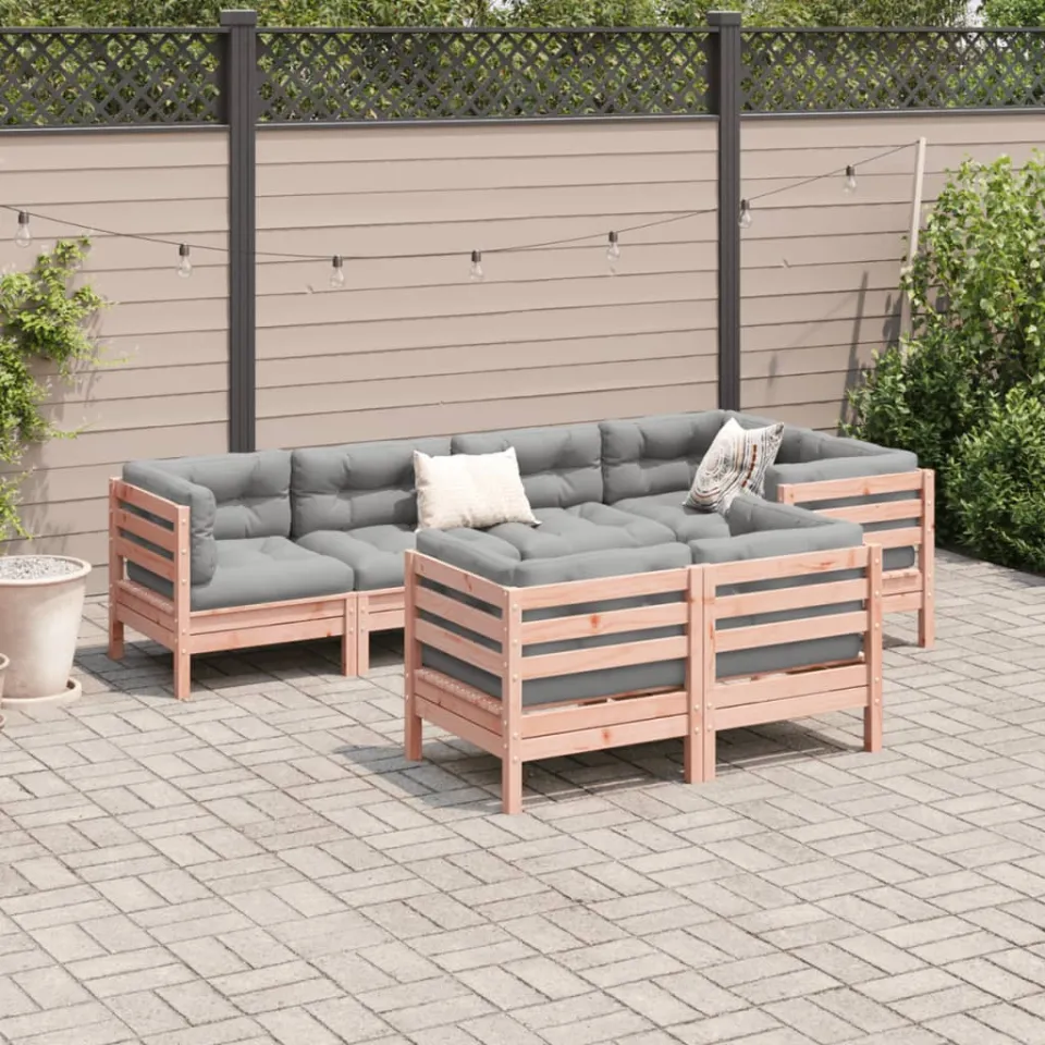 vidaXL 7-delige Loungeset met kussens massief douglas vurenhout bruin, foto 2