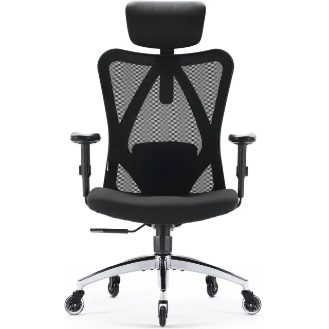 Sihoo M18-Series IJsrad Ergonomische Bureaustoel – Verstelbare Lendensteun – Ademend Mesh – W-vormige Zachte Sponszitting – Stille Wielen – Verstelbare Armleuningen & Rungleuning – 150kg M18-IJsrad-Zwart