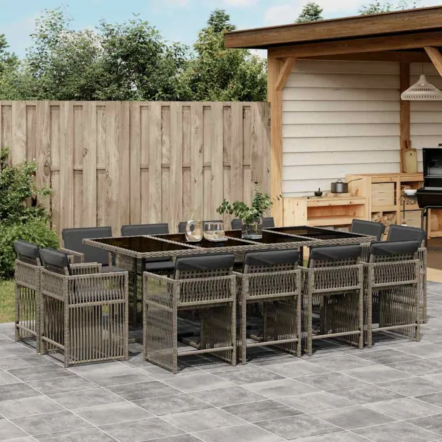 vidaXL 13-delige Tuinset met kussens poly rattan grijs, foto 2
