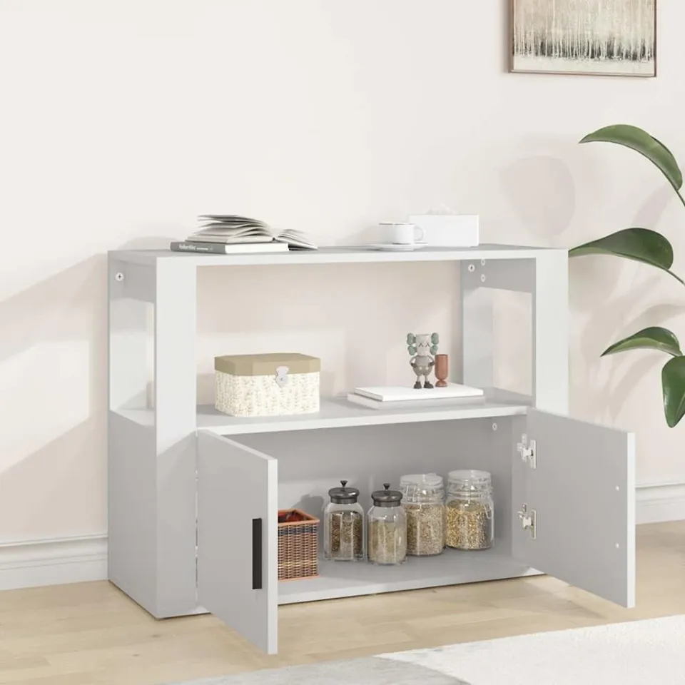 vidaXL Dressoir 80x30x60 cm bewerkt hout wit, foto 3