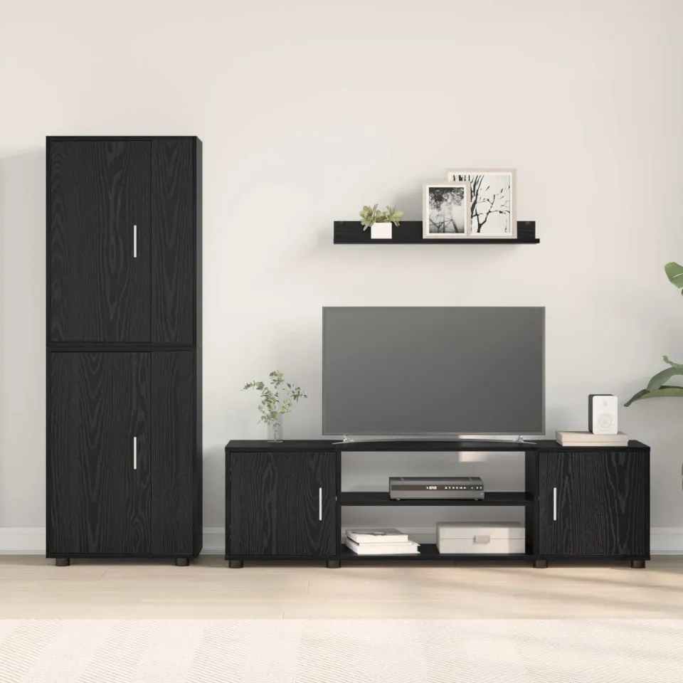 vidaXL Tv-meubelset 140 x 40 x 33 cm Zwart Eiken, foto 4