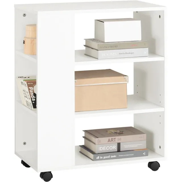 SoBuy FBT68-W Printertafel op zwenkwielen Bijzettafel bijzetwagen documentwagen - Wit, 60x75x35 cm