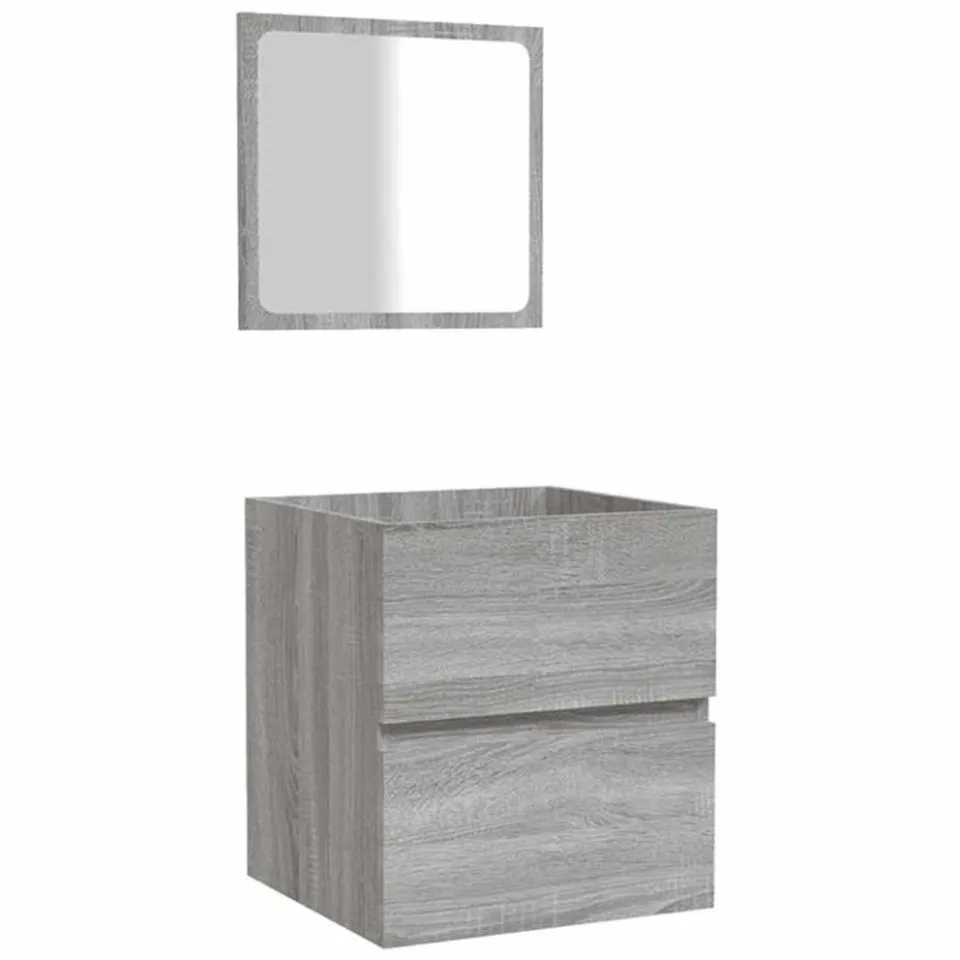 vidaXL Badkamerkast met spiegel bewerkt hout grijs sonoma eikenkleurig, foto 2