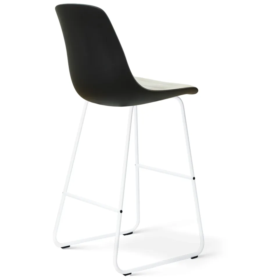 Nolon Nino-Liv barkruk zwart met naturelbeige zitkussen - wit onderstel - 75 cm, foto 3
